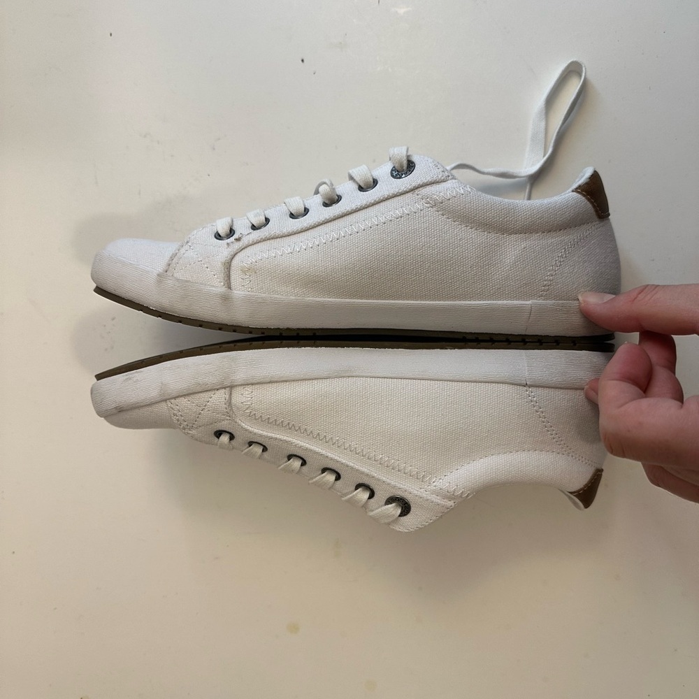 Taos Star Burst Canvas Lace-up Casual SneakerWith Brown Leather Accents Size 9.5 - Picture 11 of 12